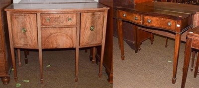 Lot 1232 - A 19th century mahogany bow front sideboard of small proportions, with strung inlay and raised...