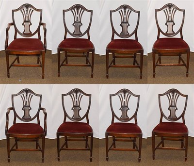 Lot 1237 - Set of eight Hepplewhite style dining chairs (8)