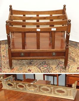 Lot 1295 - A 20th century mahogany single-drawer Canterbury, 56cm by 36cm by 54cm together with a brass...