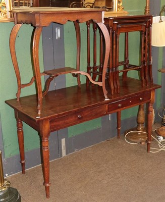 Lot 1306 - Victorian two-drawer mahogany side table, nest of three tables and a window table (3)