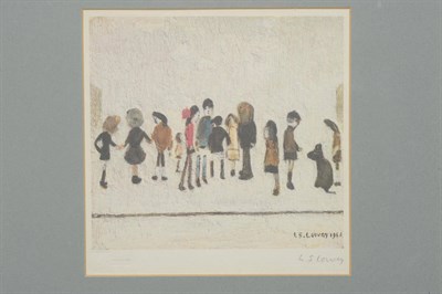 Lot 1017 - After Laurence Stephen Lowry RA (1887-1976) "Group of Children" Signed in pencil, with the...