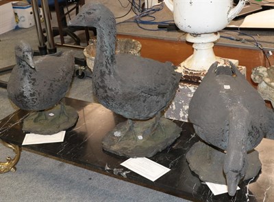 Lot 1321 - Three country sculptures by Marion Smith of Geese, bronze resin, limited edition with...