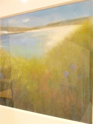 Lot 1018 - Wendy MacBride (20th/21st century)  Coastal view through grasses Monogrammed WMcB, pastel, 36cm...