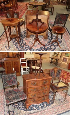 Lot 1354 - A mahogany chest of drawers, Edwardian inlaid occasional chair, an ebonised chair, a Georgian style