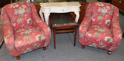 Lot 1363 - A mahogany glass topped table together with a painted side table (2)