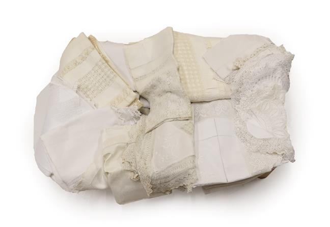 Lot 2005 - Assorted White Linen and Cotton Tablecloths, to include bed linen, table linen, linen hand...