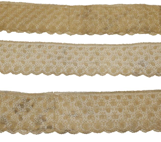 Lot 2019 - Late 19th Century Gilt Metal Lace Flounce, 208cm by 20cm and two other Matching Flounces, 416cm...