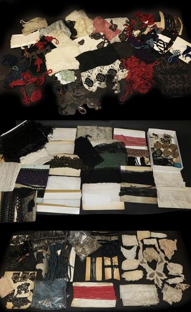 Lot 2021 - Assorted Circa 1880-1950 Costume Haberdashery, comprising woven and other fabric trimmings,...