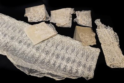 Lot 2025 - Assorted Mainly Early 20th Century Lace, including seven Carrickmacross lace panels; and a net...