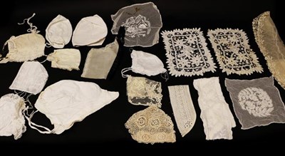 Lot 2027 - Assorted Late 19th/Early 20th Century Cotton Baby Bonnets, with lace trims, embroidery, a...