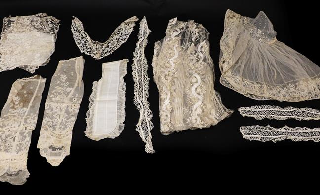 Lot 2031 - Assorted Early 20th Century Lace and Costume Accessories, comprising a bertha of needlepoint...