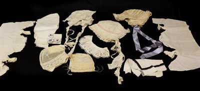 Lot 2035 - Assorted 19th Century and Later Costume Accessories, comprising a cotton mourning handkerchief,...