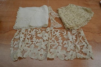 Lot 2036 - Late 19th and Early 20th Century Lace, comprising a bertha of tape lace applied floral lace;...