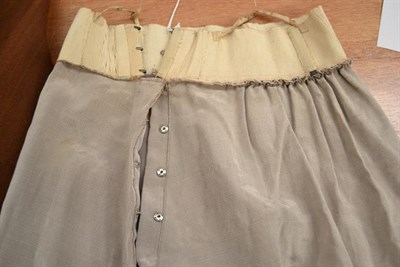 Lot 2044 - Circa 1900 and Later Ladies' Costume, comprising a cream and brown grosgrain type suit, with...