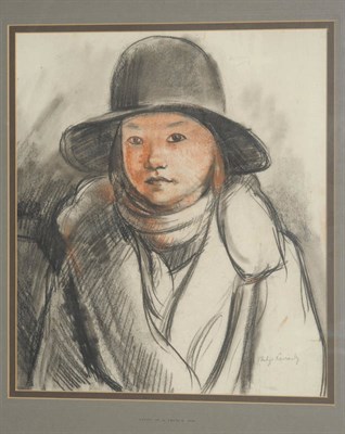 Lot 1032 - Philip Naviasky (1894-1983)  "Study of a French Girl" Signed twice, inscribed on the mount...