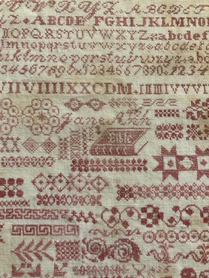 Lot 2060 - 19th Century Sampler in the Style of Ashley Down Orphanage Bristol, worked in the familiar red...