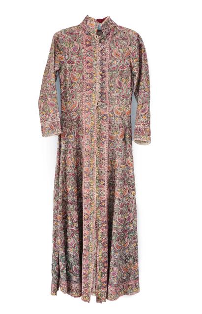 Lot 2069 - Circa 1940 Indian Embroidered Long Coat with nehru collar, long sleeves, multi buttons and...