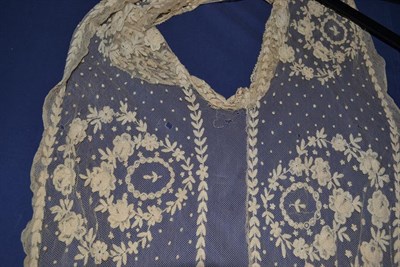Lot 2071 - Early 20th Century Costume, comprising a lace dress with short sleeves, central panel to the front