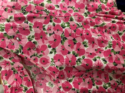 Lot 2079 - Circa 1940 and Later Ladies' Costume, comprising a pink floral short sleeved day dress with...