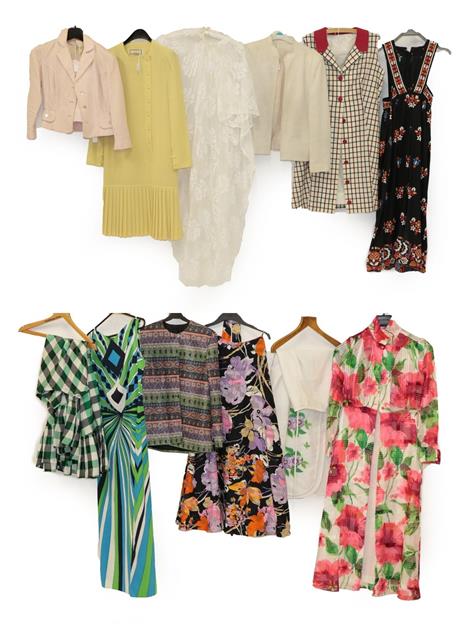 Lot 2092 - Assorted Circa 1960-70 Ladie's Costume, comprising a long sleeved shirt dress in a sheer fabric...