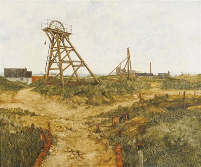 Lot 1036 - John Ridgewell (b.1936)  A partially dismantled colliery Signed and dated (19)71, oil on...