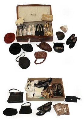 Lot 2101 - Circa 1930's and Later Ladies' Costume and Accessories, including leather and suede heeled...