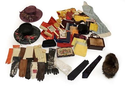 Lot 2104 - Assorted 20th Century Costume Accessories, including an Art Deco ivory four piece dressing...