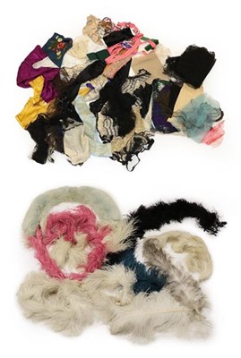 Lot 2116 - Four Early 20th Century Feather Stoles/Boas in pink, white and black; pale blue fur stole; assorted