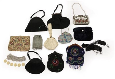 Lot 2118 - Circa 1920 and Later Evening Bags, Purses and Accessories, comprising two 1930 floral beaded...