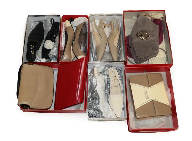 Lot 2122 - Assorted Ladies' Modern Accessories including Charles Jourdan leather and cream patent cut work...