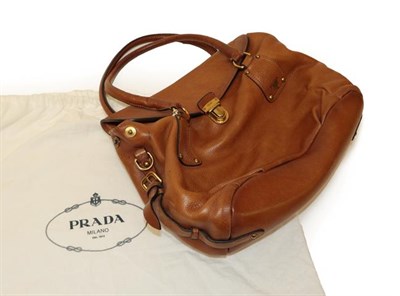 Lot 2128 - Prada Bauletto Rame/Tan Leather Shoulder Bag, with gilt metal fittings and clasp, monogrammed...