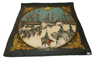 Lot 2135 - Hermès Silk Scarf Marine et Cavalerie 1795 designed by Ledoux, with central image of seated...