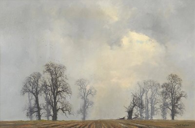 Lot 1040 - David Shepherd RA (b.1931)  Oak trees in a ploughed field Signed, oil on canvas, 51cm by 76cm