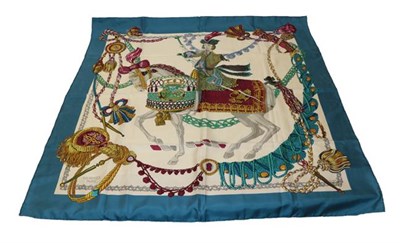 Lot 2138 - Hermès Silk Scarf Le Timbalier designed by Francoise Heron, with central image of an...