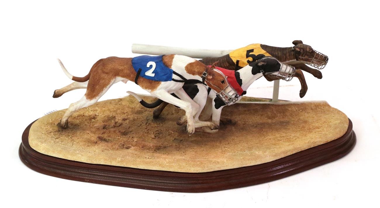 Lot 5 - Border Fine Arts 'A Night at the Dogs' (Greyhounds), model No. B0905 by Margaret Turner,...