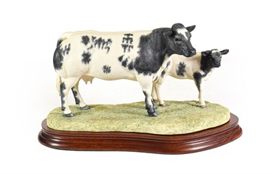 Lot 13 - Border Fine Arts 'Belgain Blue Cow and Calf' (Style One), model No. B0590 by Ray Ayres, limited...