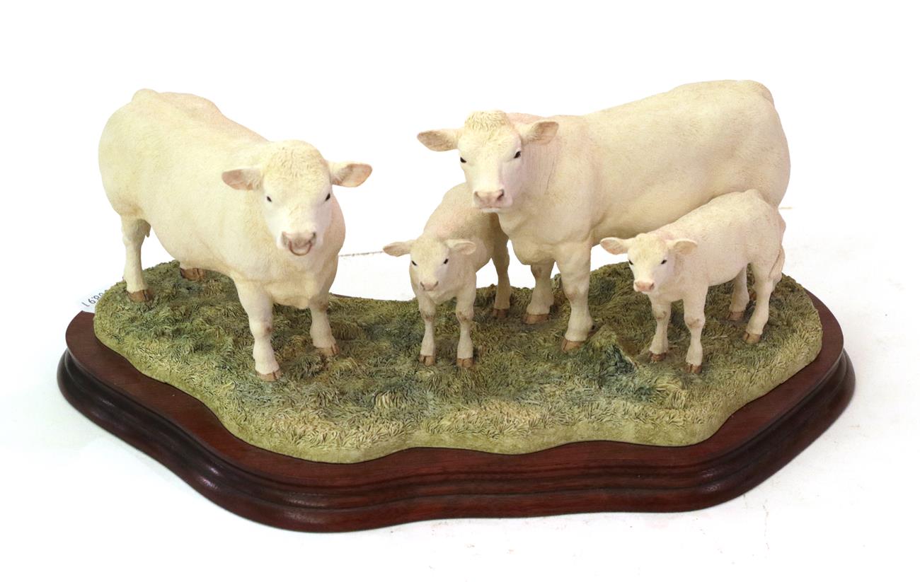 Lot 22 - Border Fine Arts 'Charolais Family Group', model No.  B0184 by Kirsty Armstrong, limited...