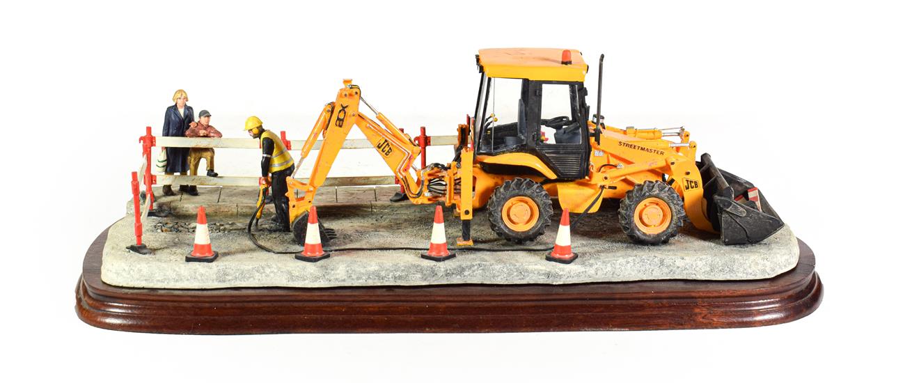 Lot 30 - Border Fine Arts 'Essential Repairs' (Workman with JCB back hoe), model No. B0652 by Ray Ayres,...