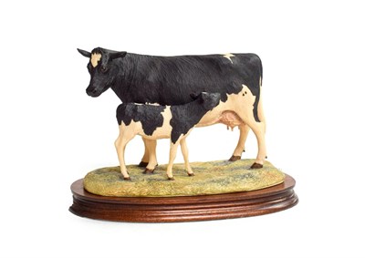 Lot 31 - Border Fine Arts 'Friesian Cow And Calf' (Style One), model No. L34 by Ray Ayres, limited...