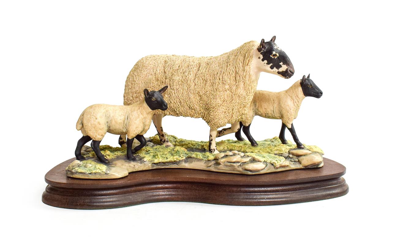 Lot 59 - Border Fine Arts 'Mule Ewe And Lambs', model No. EG03 by Mairi Laing Hunt, limited edition 285/1500