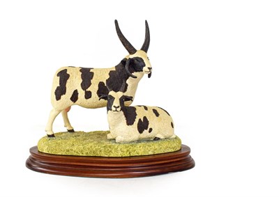 Lot 61 - Border Fine Arts 'Pair of Jacob Sheep' (Four-horned), model No. B0352 by Ray Ayres, limited edition