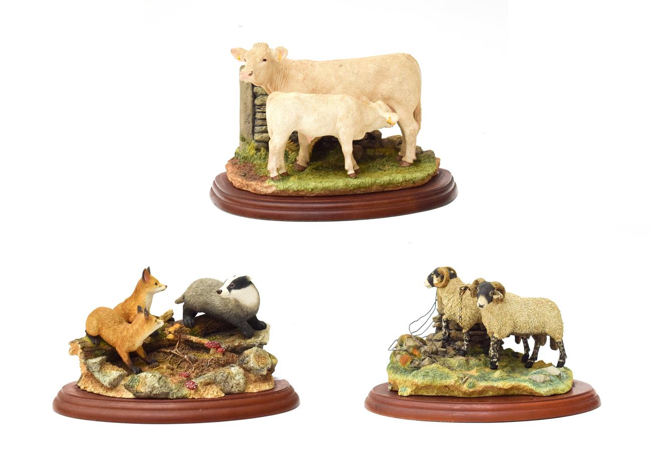 Lot 76 - Border Fine Arts Studio Figure Groups Comrprising: 'Bolted', model No. A1017 and 'Charolais Cow and