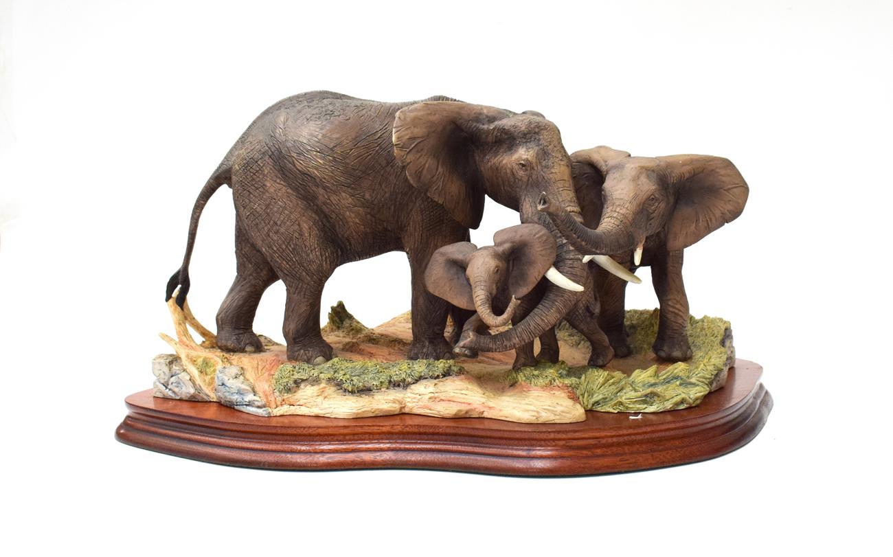 Lot 86 - Border Fine Arts 'Tender Moments' (Elephant Family), model No. B0002 by Richard Roberts,...
