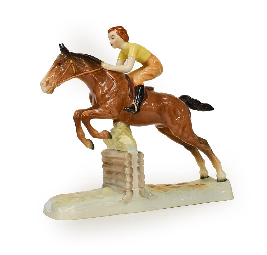 Lot 112 - Beswick Girl on Jumping Horse, model No. 939, brown gloss