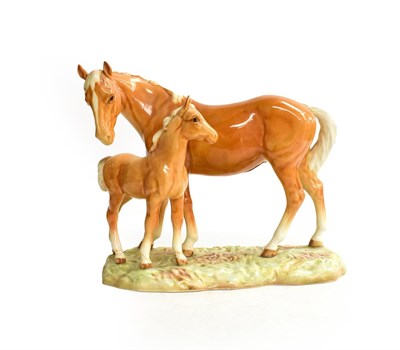 Lot 117 - Beswick 'Mare and Foal on Base', model No. 953, Second Version, Palomino Gloss  (a.f.)