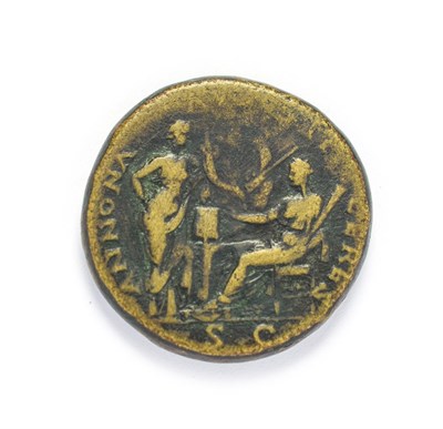 Lot 4004 - Ancient Rome, Nero (54 - 58 A.D.), Brass Sestertius. Lugdunum (Lyon) mint, 65 A.D. 27.34g,...