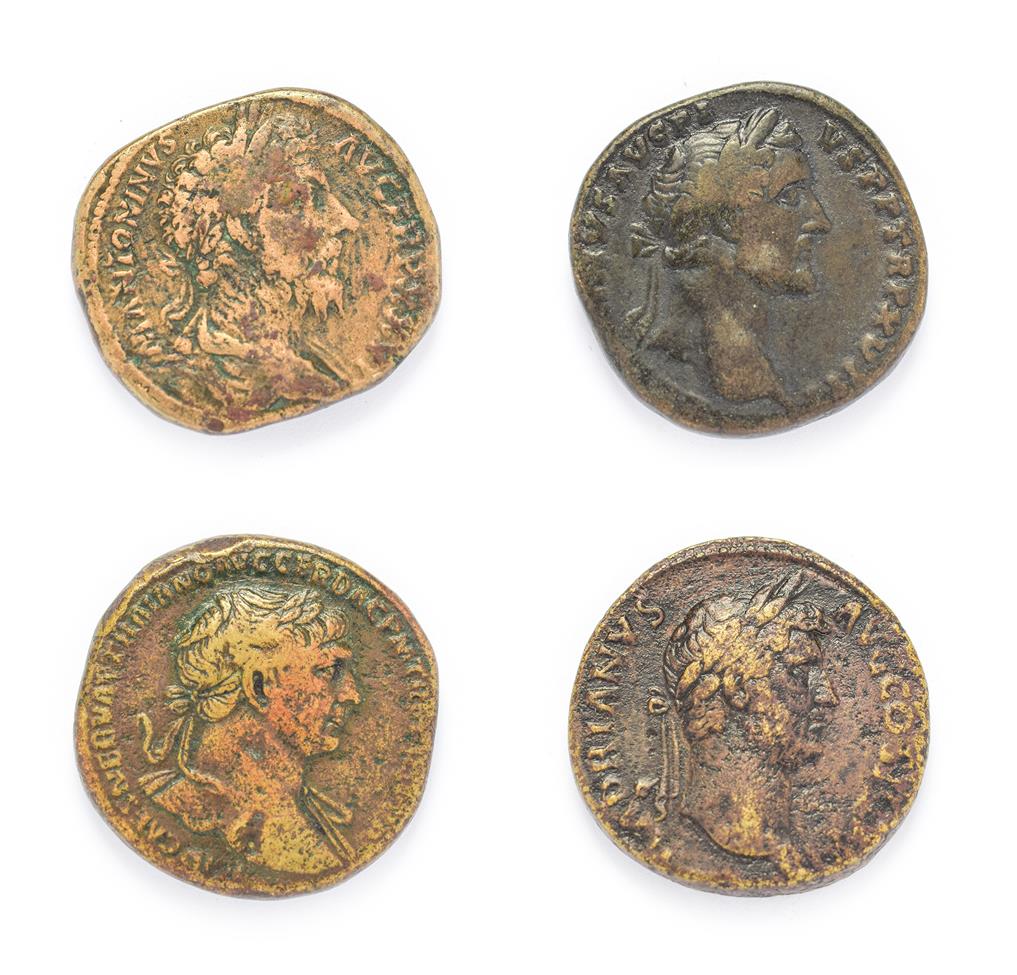 Lot 4006 - Ancient Rome, 4 x Brass Sestertii Of The ''Adoptive Emperors'' consisting of: Trajan (98 - 117...