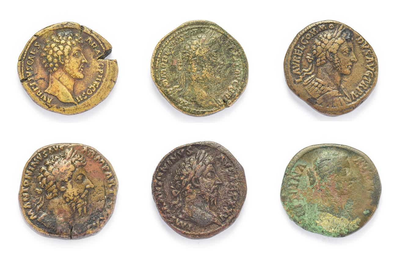 Lot 4007 - Ancient Rome, A Collection of 5 x Brass Sestertii consisting of: Marcus Aurelius (139 - 161...
