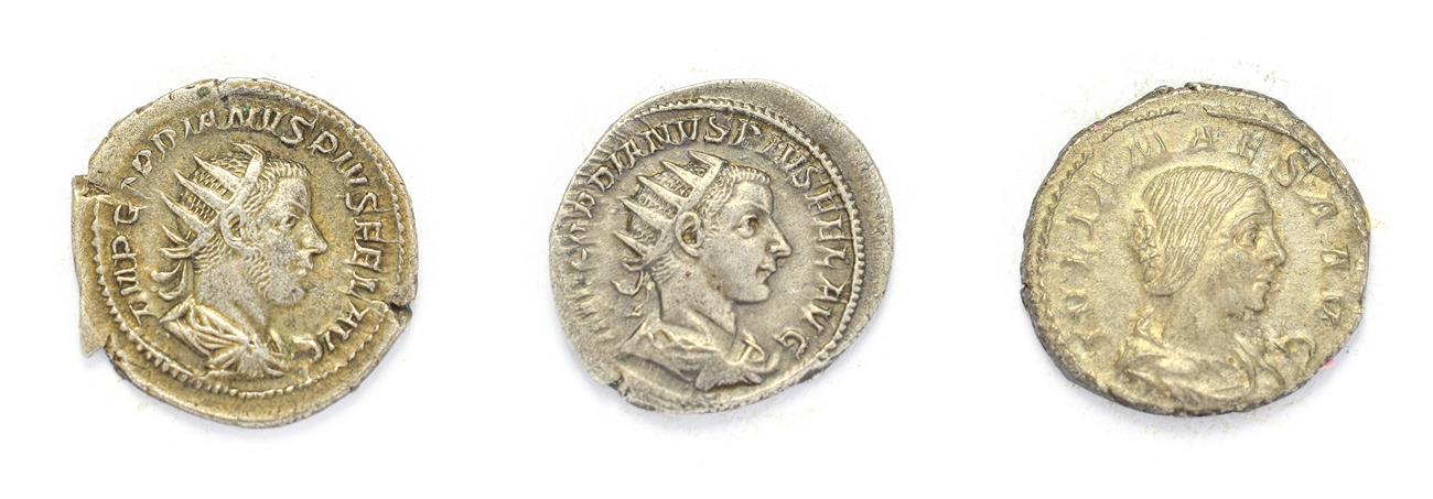 Lot 4012 - Ancient Rome,3 x Silver Coins consisting of: Gordian III (238 - 244 A.D.), silver antoninaius...