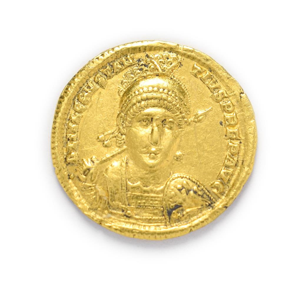 Lot 4014 - Ancient Rome, Constantius II (337 - 361 A.D.), Gold Solidus. 4.45g, 20.6mm, 5h. Antioch Mint....
